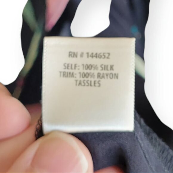 Stone Cold Fox Black Tropical Silk Wrap Mini Dress Long Sleeve XS Boho LA - Picture 9 of 11